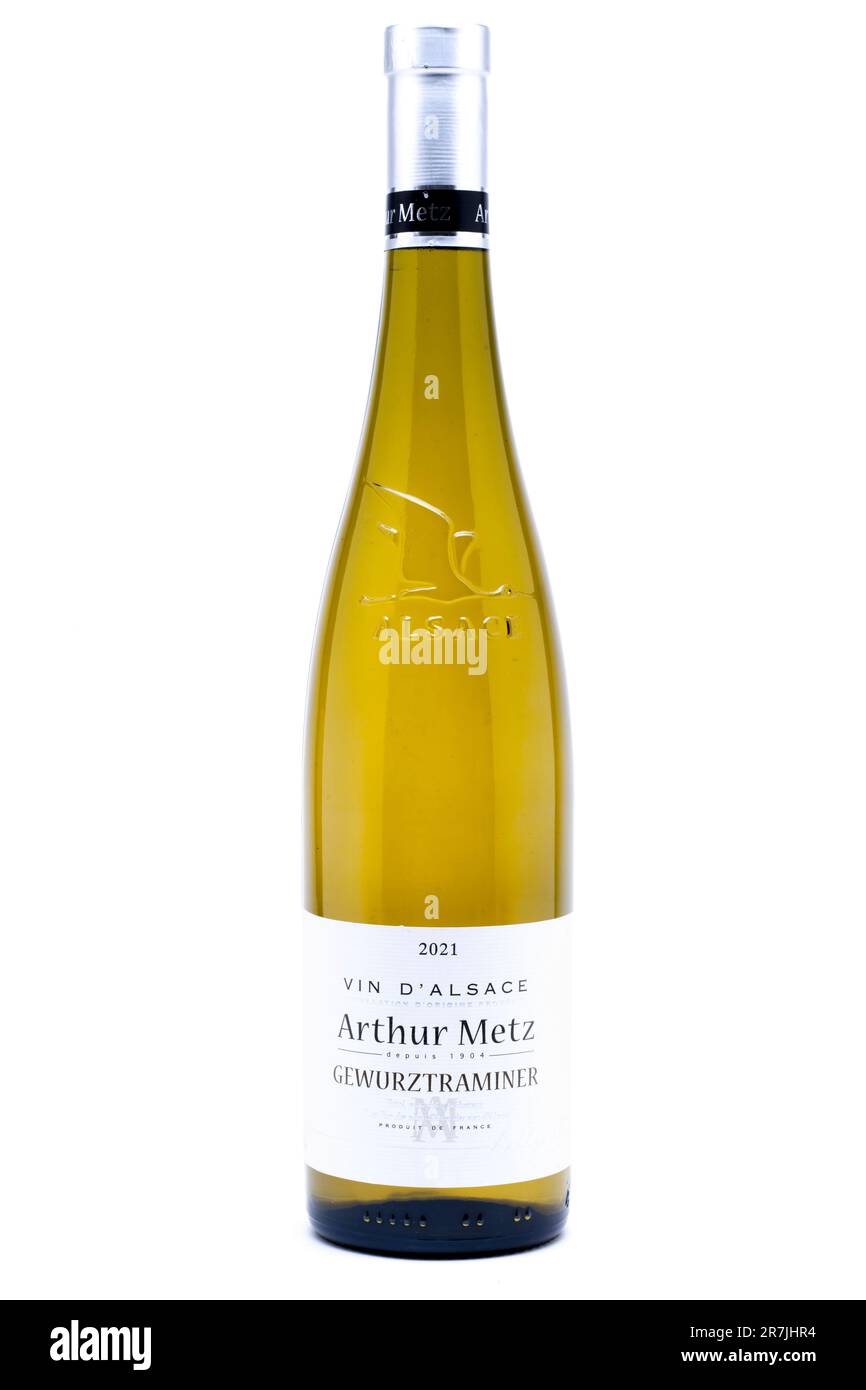 75cl bouteille de Arthur Metz Alsace Gewurztraminer 2021 Banque D'Images 75cl bouteille de Arthur Metz Alsace Gewurztraminer 2021 Banque D'Images