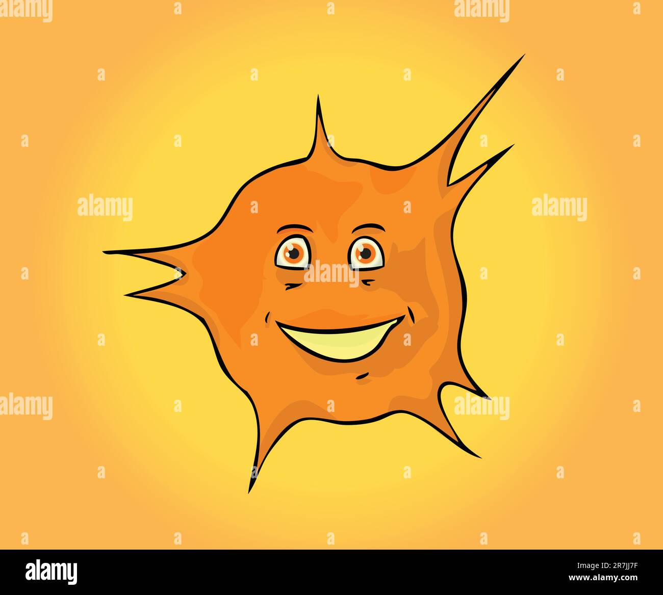 Soleil orange heureux sur un fond simple Illustration de Vecteur