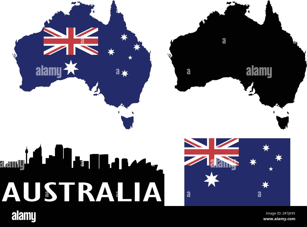 Cartes et vecteur drapeau de l'Australie Illustration de Vecteur