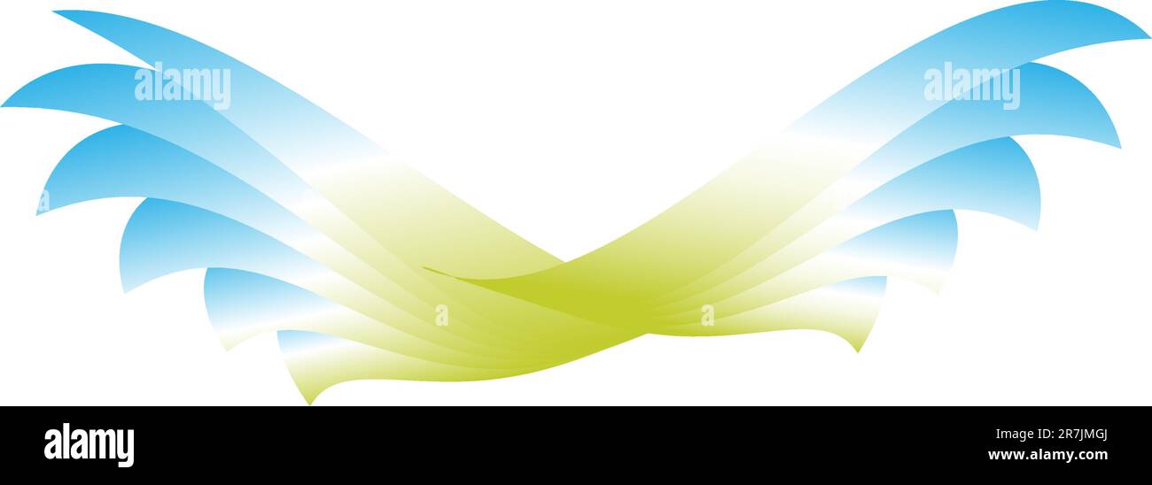 Oiseau abstrait avec ailes teintées bleu, blanc et vert en vol Illustration de Vecteur