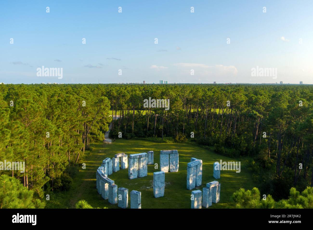 Vue aérienne de Bamahenge à Elberta, Alabama Banque D'Images