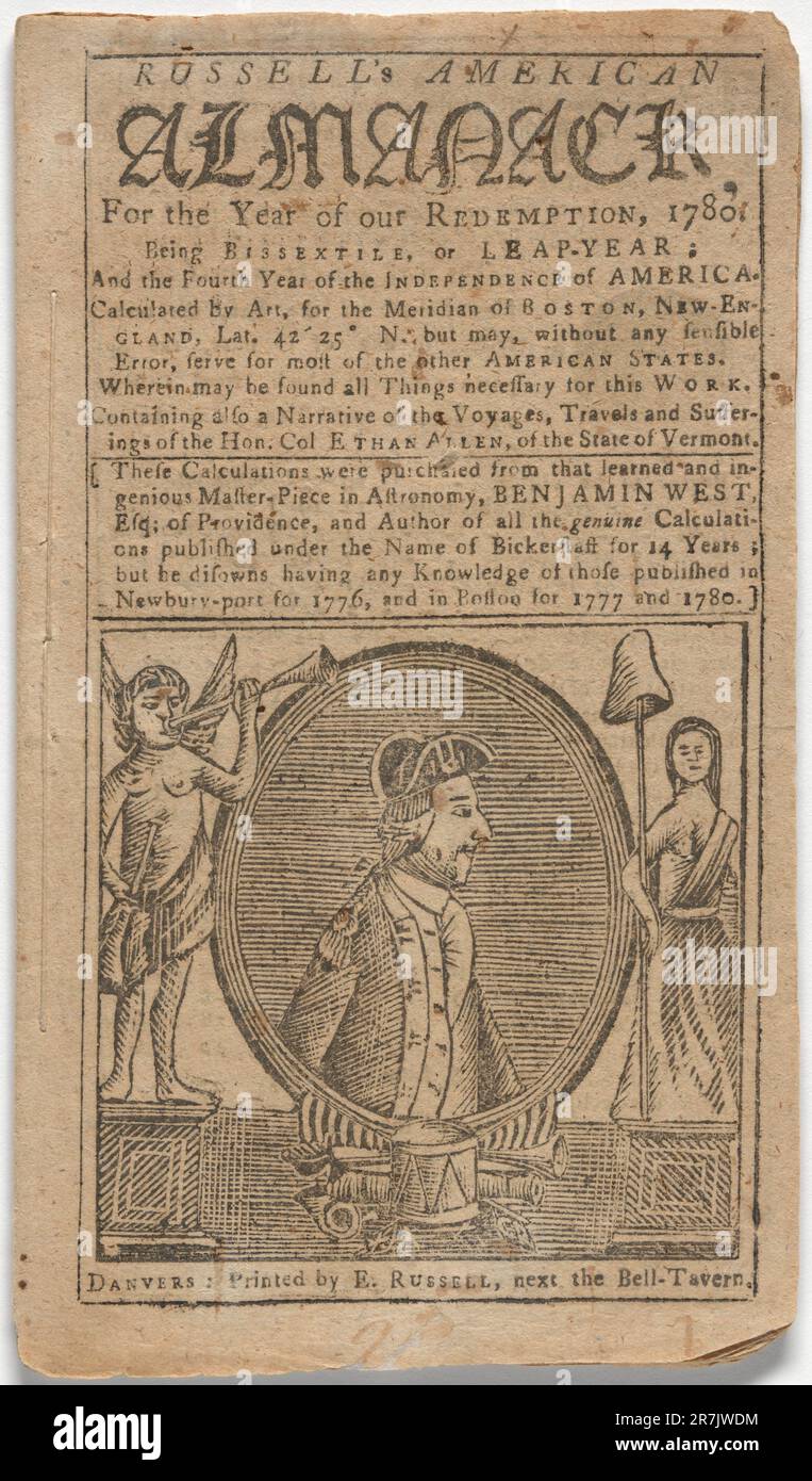 L'American Almanack de Russell pour l'année de notre rachat, 1790 c. 1779 Banque D'Images