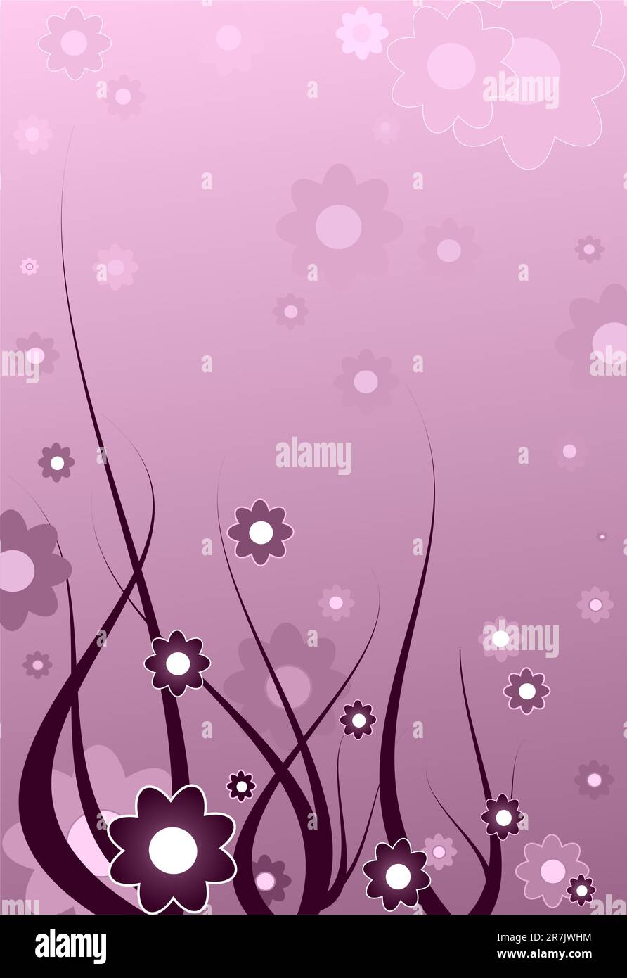Arrière-plan rectangulaire rose avec beaucoup de fleurs Illustration de Vecteur