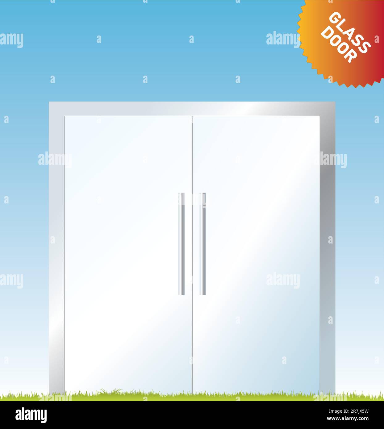 Illustration vectorielle d'une porte en verre pour la publicité en plein air ; la porte est brillante et réaliste, facile à éditer Illustration de Vecteur