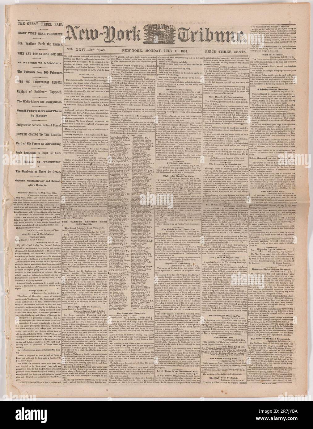 Tribune de New York, 11 juillet 1864 de 11 juillet 1864 Banque D'Images