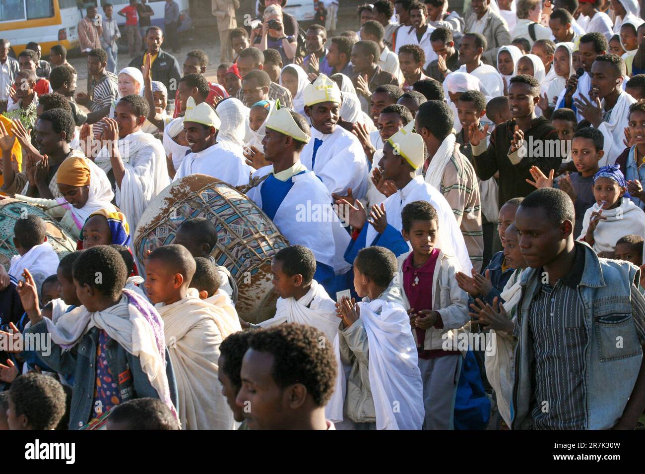 Éthiopie, Axum, l'église de notre-Dame Marie de Sion a dit qu'elle abrite l'arche biblique de l'Alliance l'arche est présentée pour la cérémonie Timket (ce Banque D'Images