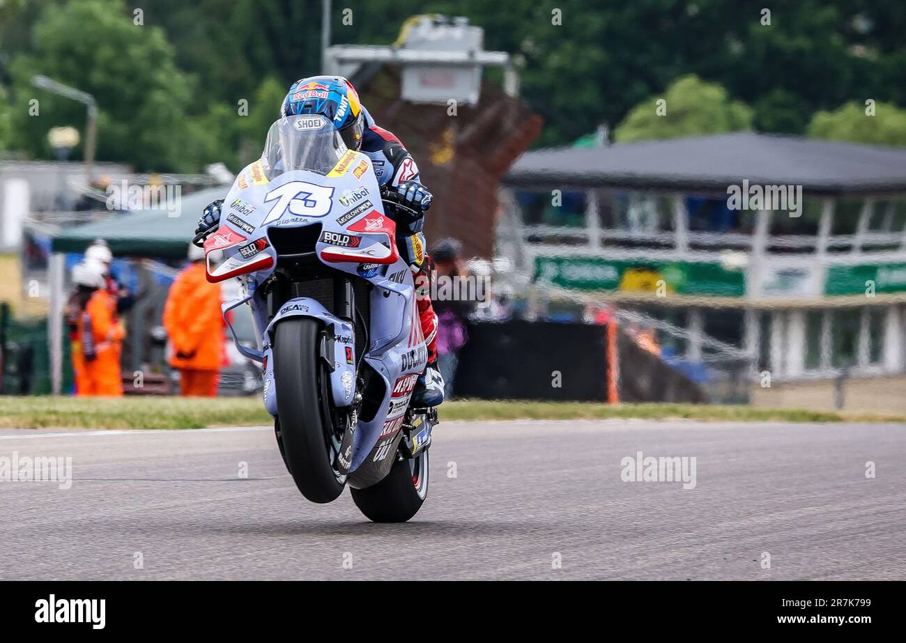 Hohenstein Ernstthal, Allemagne. 16th juin 2023. Motorsport/moto, Grand Prix d'Allemagne, MotoGP 1st pratique au Sachsenring. Alex Marquez, de l'Espagne, de l'écurie Gresini Racing MotoGP Team, fait le tour de la piste. Credit: Jan Woitas/dpa/Alay Live News Banque D'Images