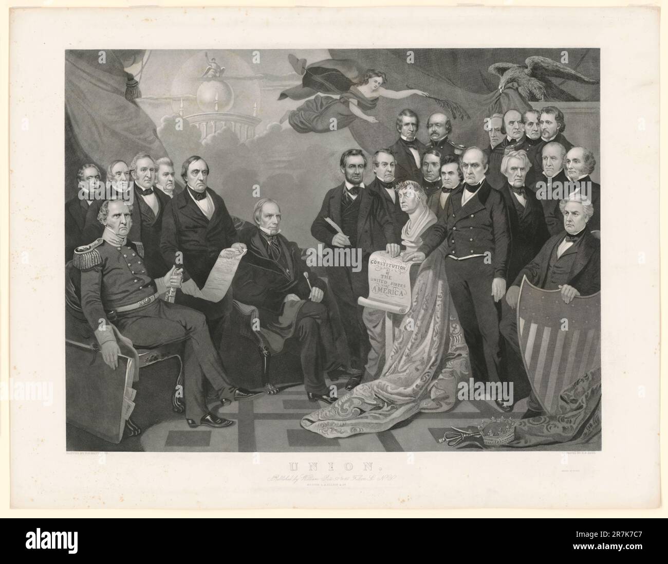 Lincoln avec le Major Union Figures c. 1865 Banque D'Images