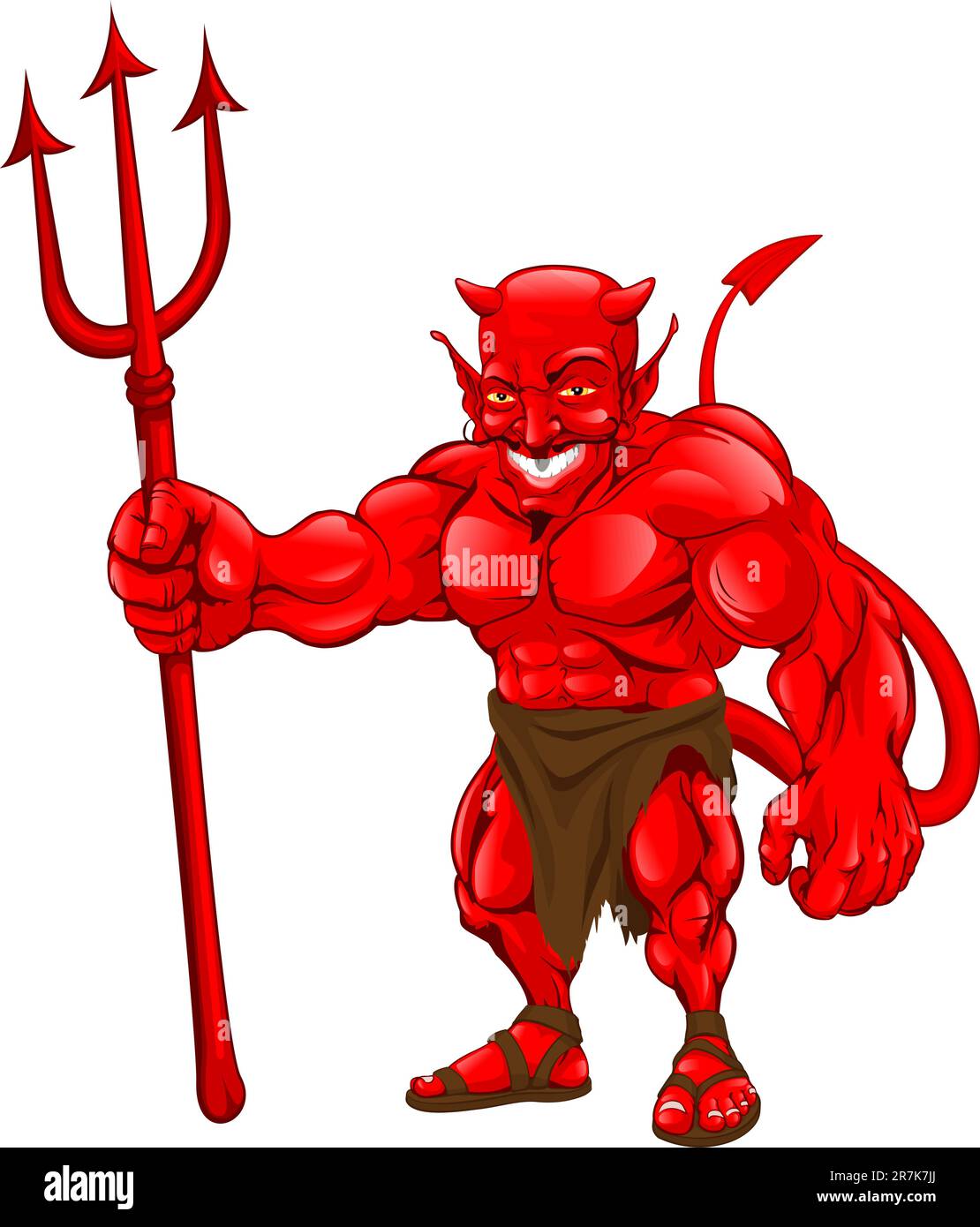 Un diable personnage debout illustration et fourche Illustration de Vecteur