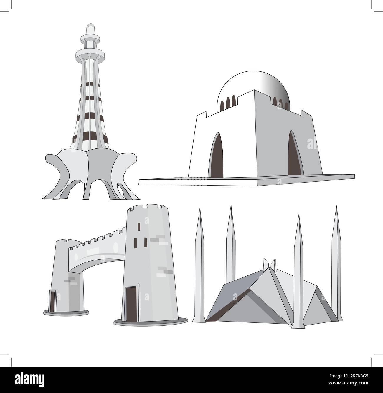 monuments célèbres du pakistan depuis l'indépendance Illustration de Vecteur