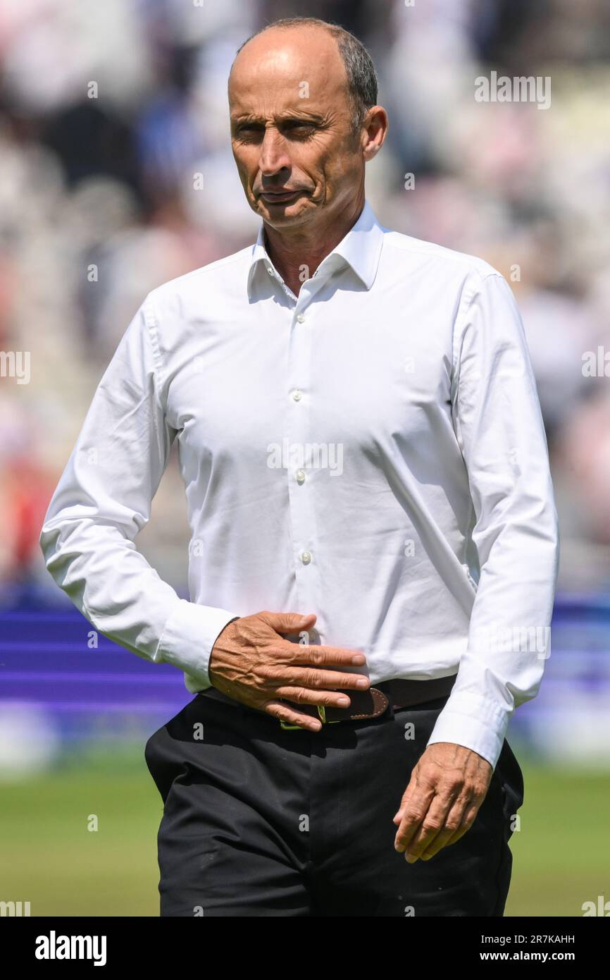 Nasser Hussain pendant le LV= assurances Ashes première série de tests jour 1 Angleterre contre Australie à Edgbaston, Birmingham, Royaume-Uni, 16th juin 2023 (photo de Craig Thomas/News Images) Banque D'Images