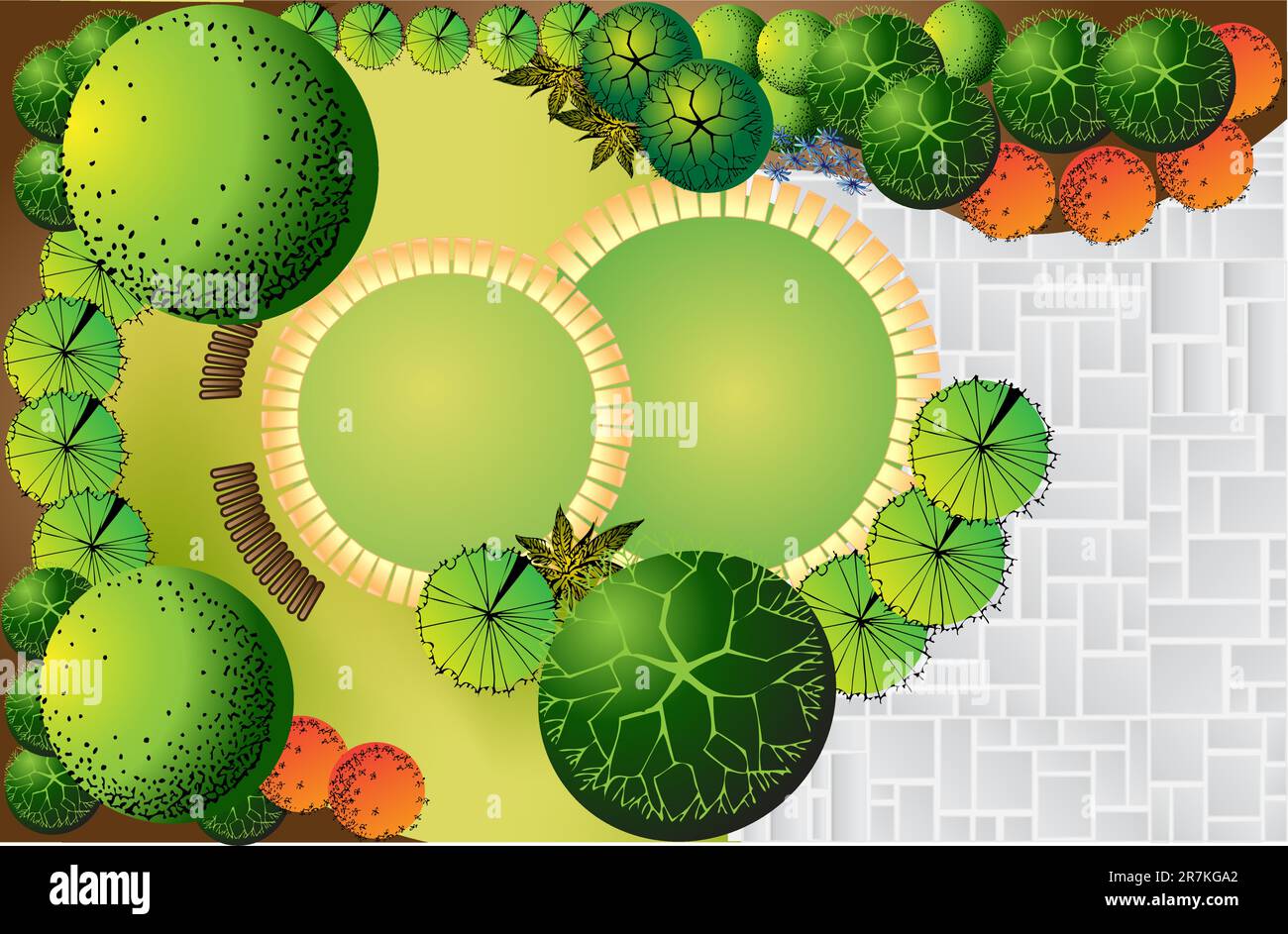 Plan de paysage et de jardin Illustration de Vecteur