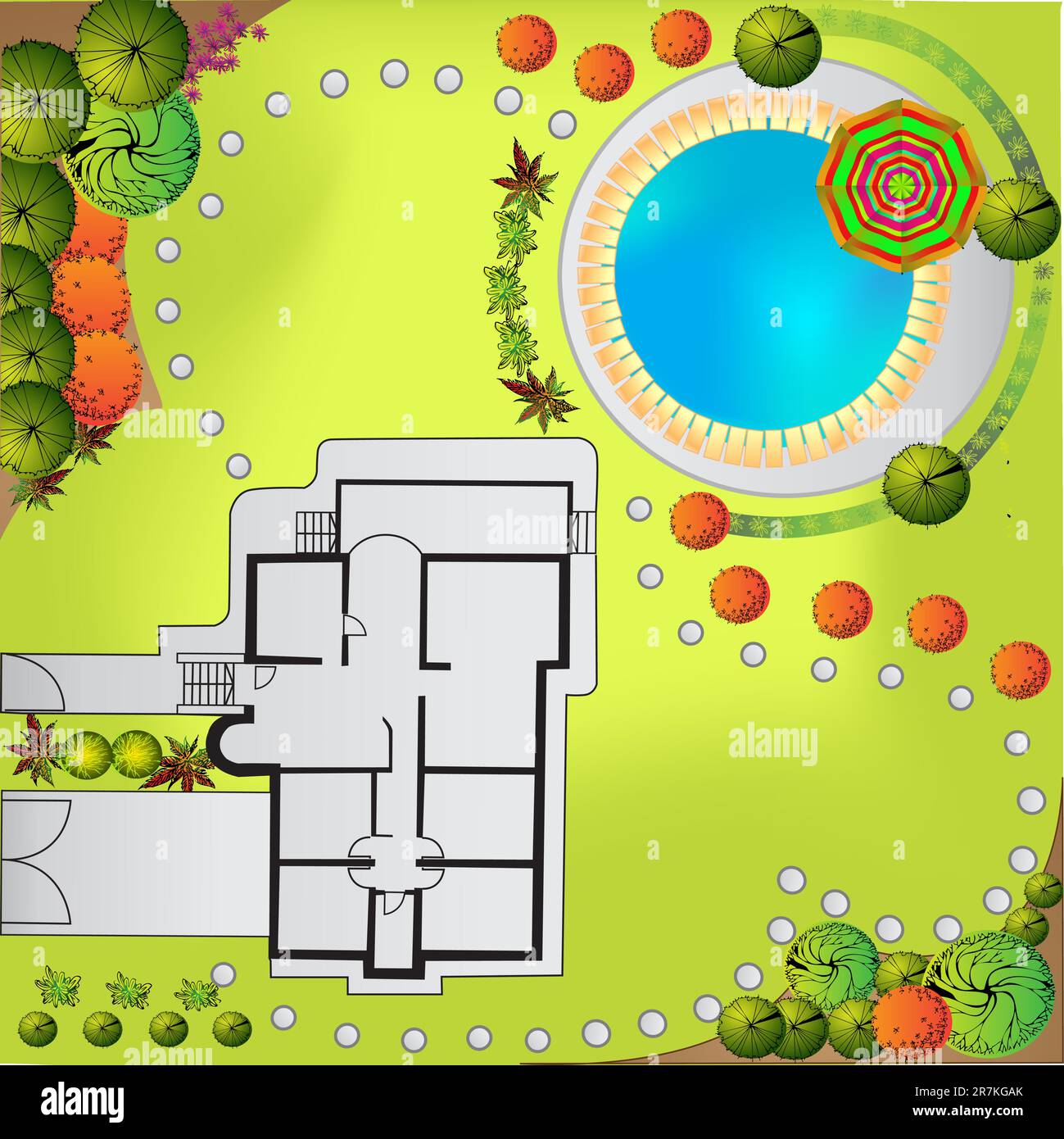 Plan de couleurs du jardin Illustration de Vecteur