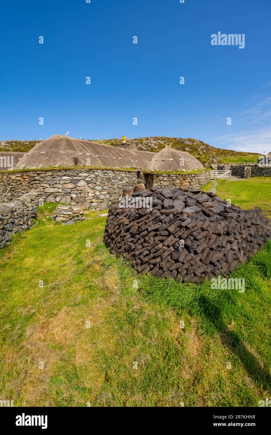 Le musée de Blackhouse reconstruit à Gearrannan Blackhouse Village Banque D'Images