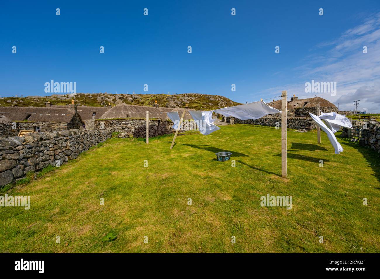 Le musée de Blackhouse reconstruit à Gearrannan Blackhouse Village Banque D'Images