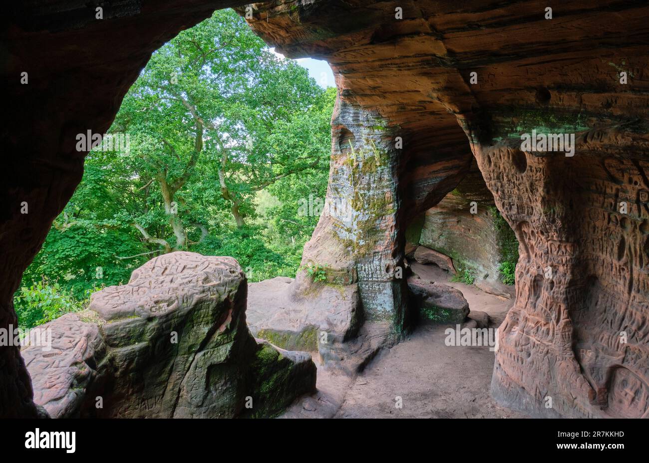 Dans les grottes de Nanny's Rock, Kinver Edge, Kinver, Staffordshire Banque D'Images