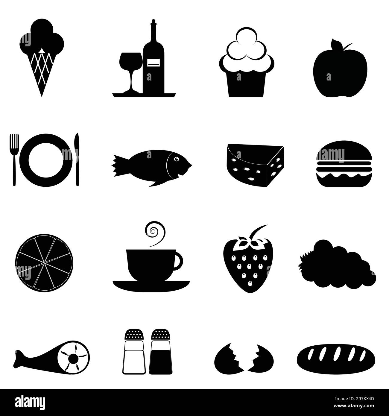 Icône de nourriture en noir Illustration de Vecteur