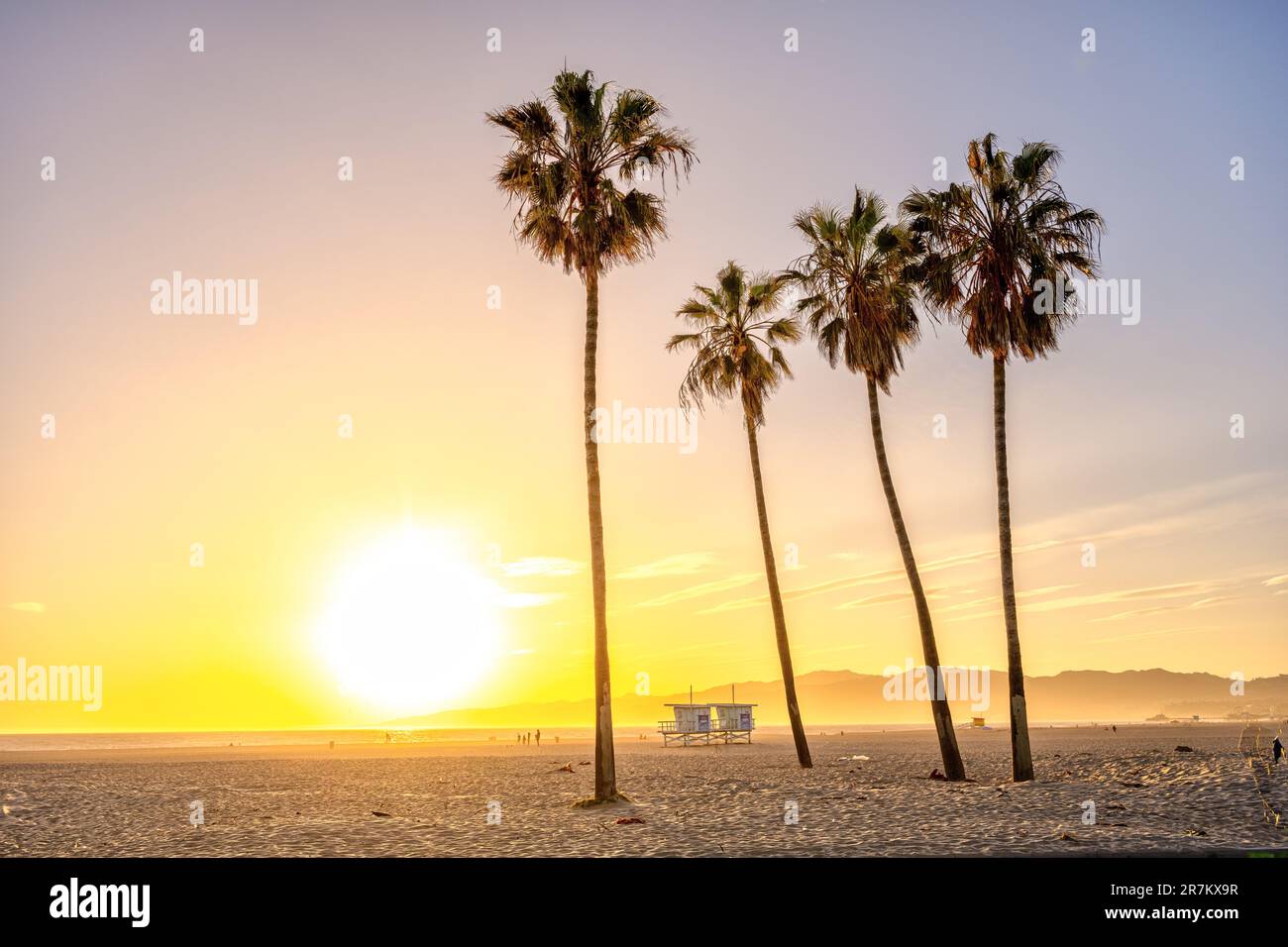 Venice Beach à Los Angeles juste avant le coucher du soleil Banque D'Images