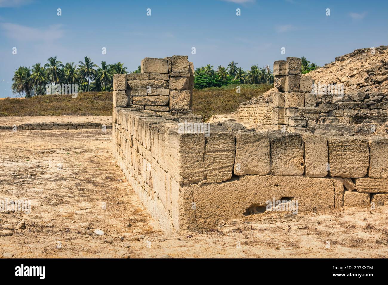 Parc archéologique d'Al Baleed à Salalah, dans le gouvernorat de Dhofar, Oman, une partie du site du patrimoine mondial de l'UNESCO de la Terre d'encens. Banque D'Images