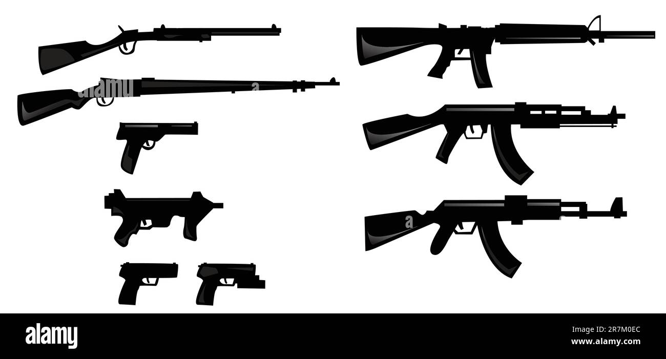 collection vectorielle de silhouettes d'armes Illustration de Vecteur
