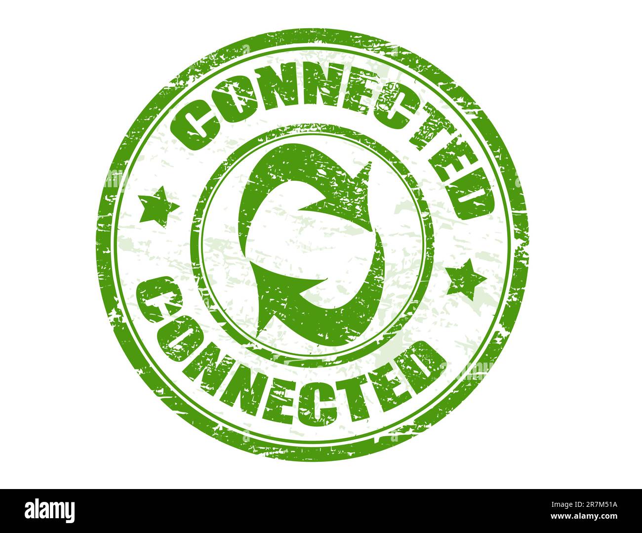 Tampon en caoutchouc vert avec le mot connecté écrit à l'intérieur du tampon, illustration vectorielle Illustration de Vecteur