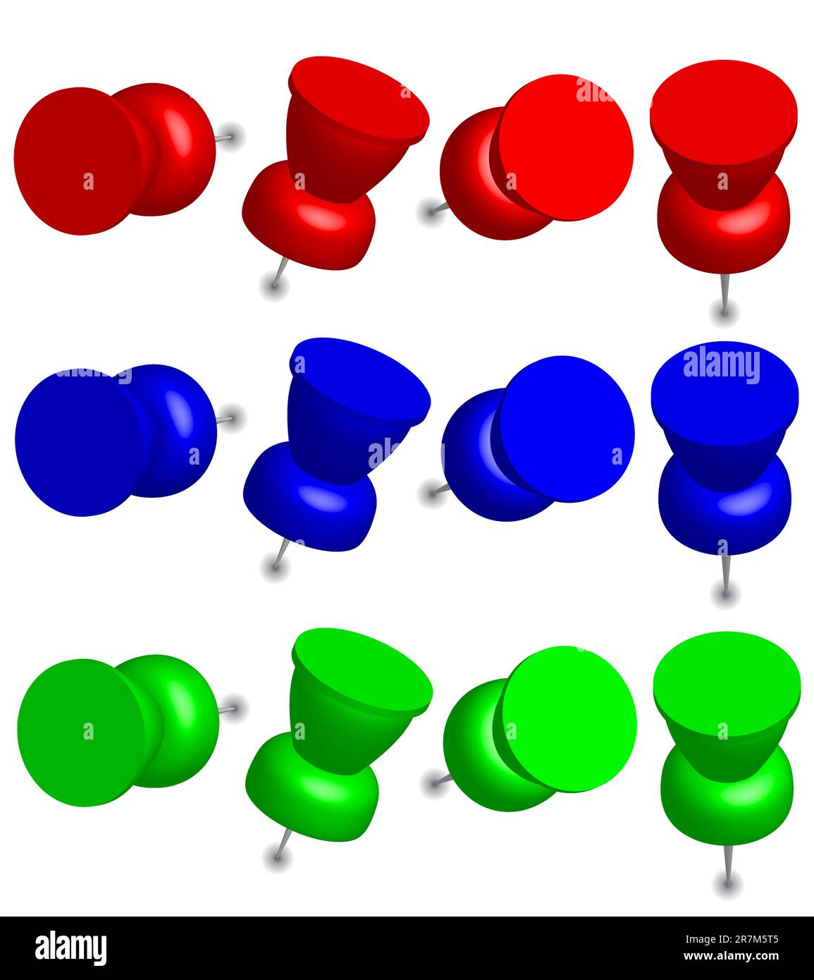 Illustration - jeu de broches de bureau en rouge, vert et bleu Illustration de Vecteur