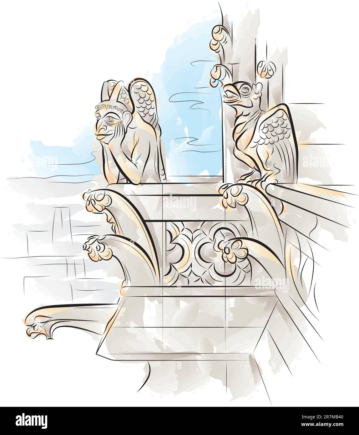 Chimère au sommet de notre-Dame de Paris. Illustration vectorielle Illustration de Vecteur Chimère au sommet de notre-Dame de Paris. Illustration vectorielle Illustration de Vecteur