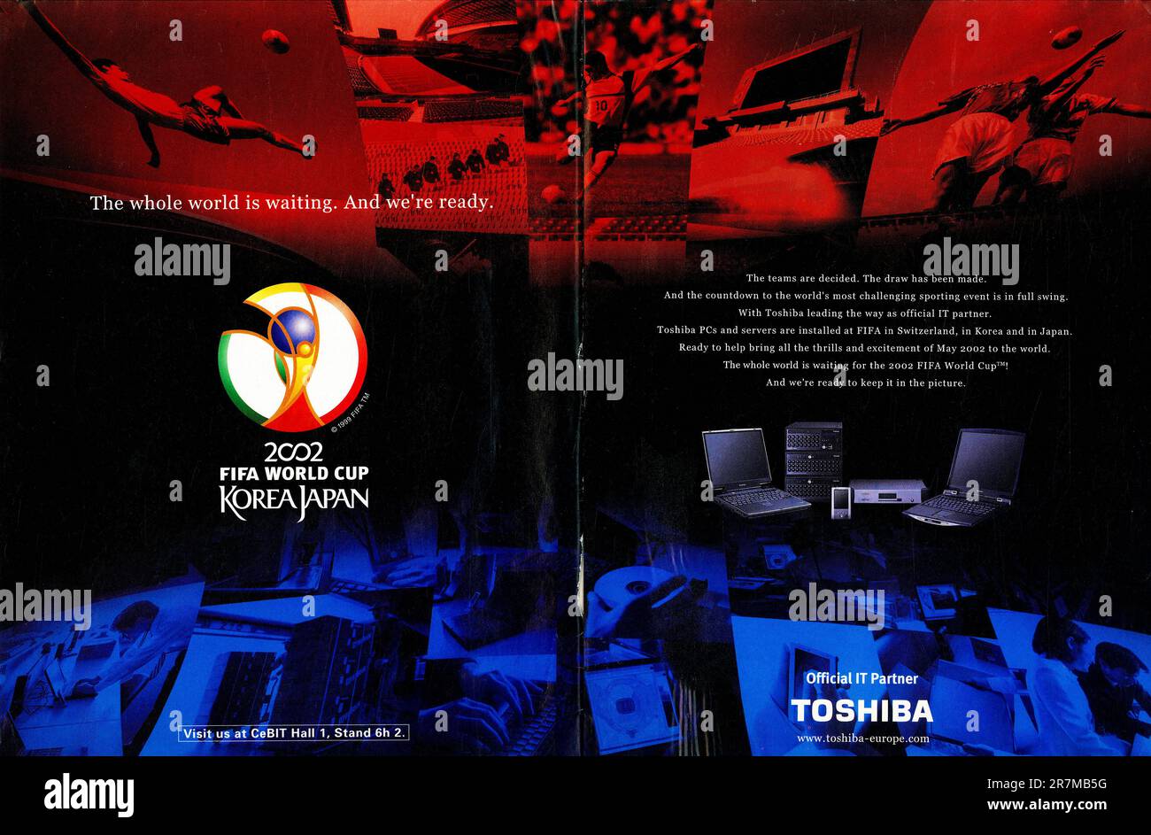 Toshiba partenaire informatique officiel de la coupe du monde FIFA Corée Japon 2002 annonce dans un magazine 2002 Banque D'Images