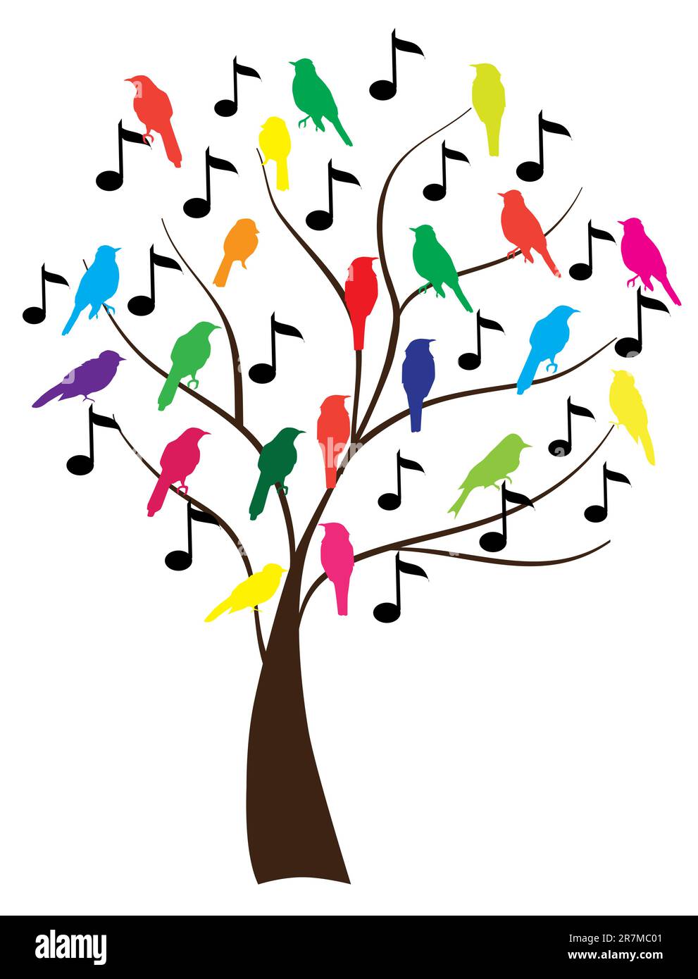 Illustration vectorielle de l'arbre avec notes musicales Illustration de Vecteur