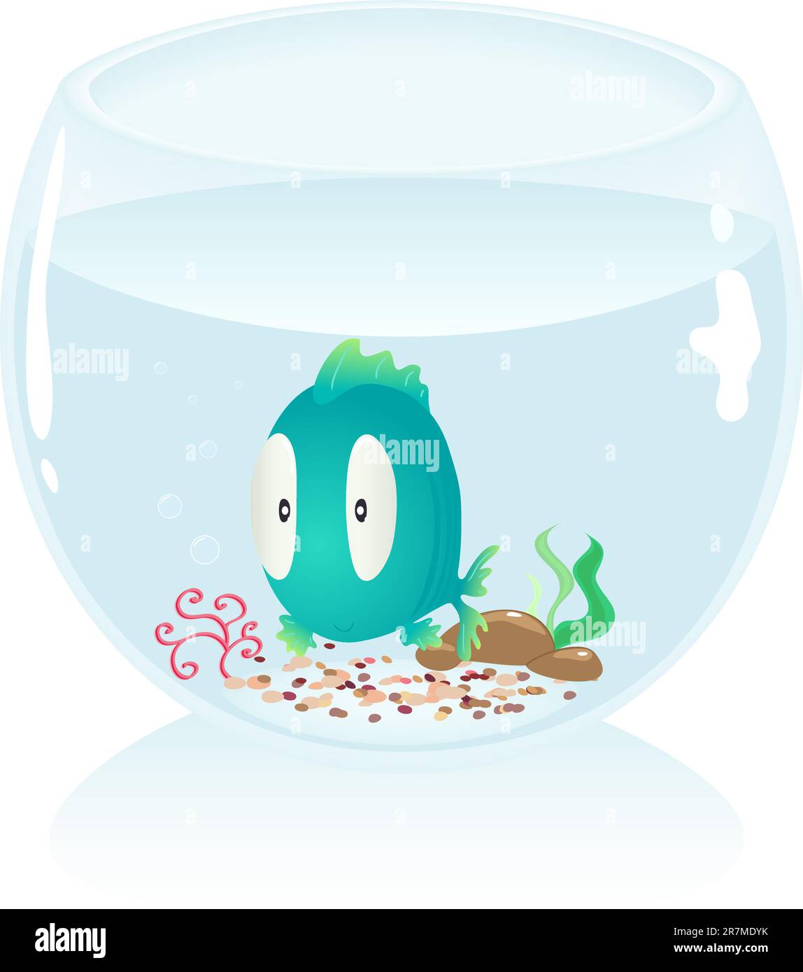 Petit poisson drôle dans l'aquarium Illustration de Vecteur