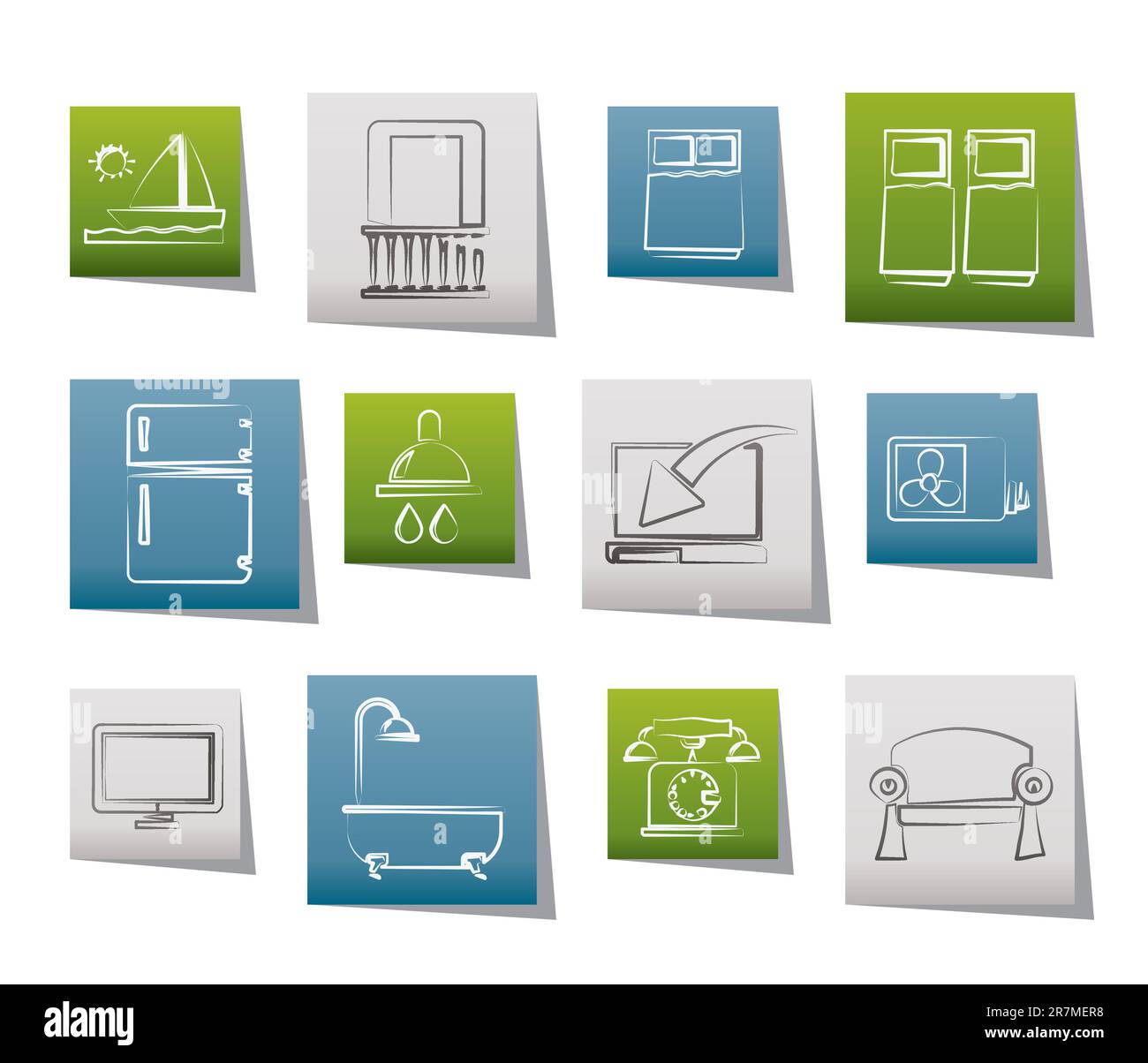 Équipements en Chambre d'hôtel et de motel icons - vector icon set Illustration de Vecteur