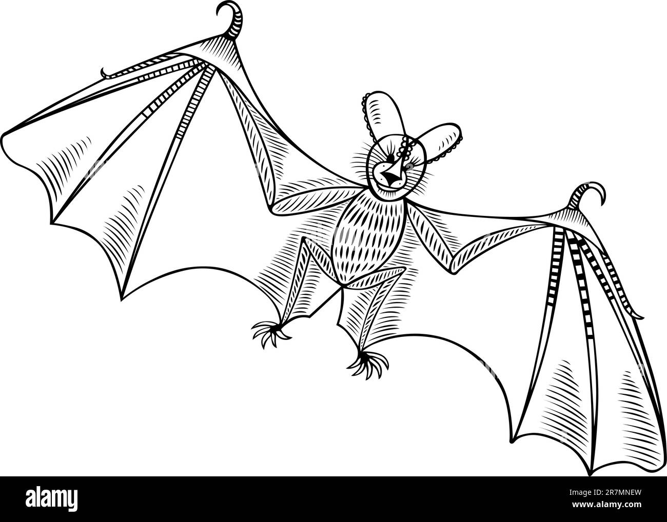 Batte volante sur blanc Illustration de Vecteur