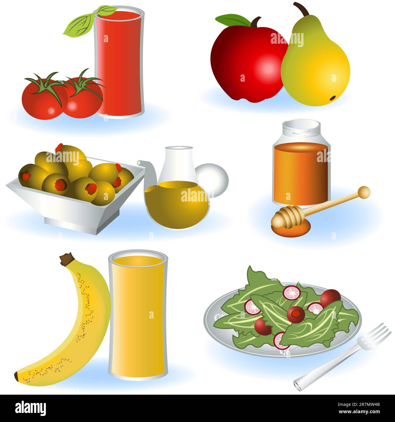 Une collection de différentes icônes de la nourriture végétarienne - partie 2 Illustration de Vecteur