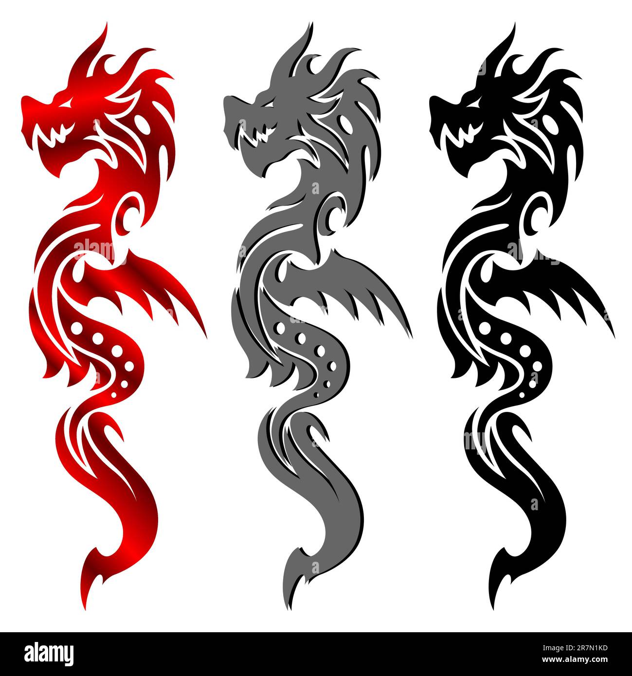 Tribal Tattoo Dragon Vector Illustration de Vecteur