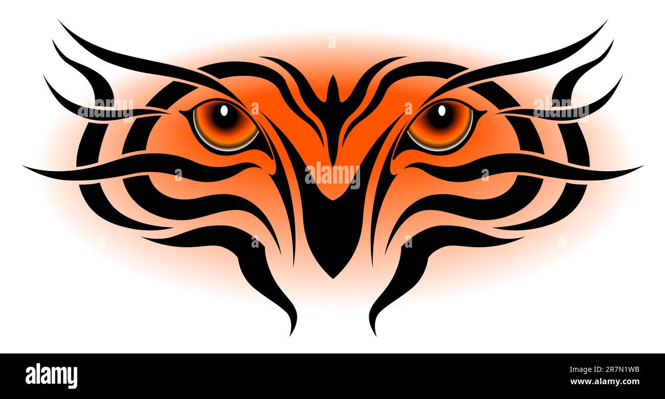 Yeux de tigre sous la forme d'un tatouage tribal Illustration de Vecteur