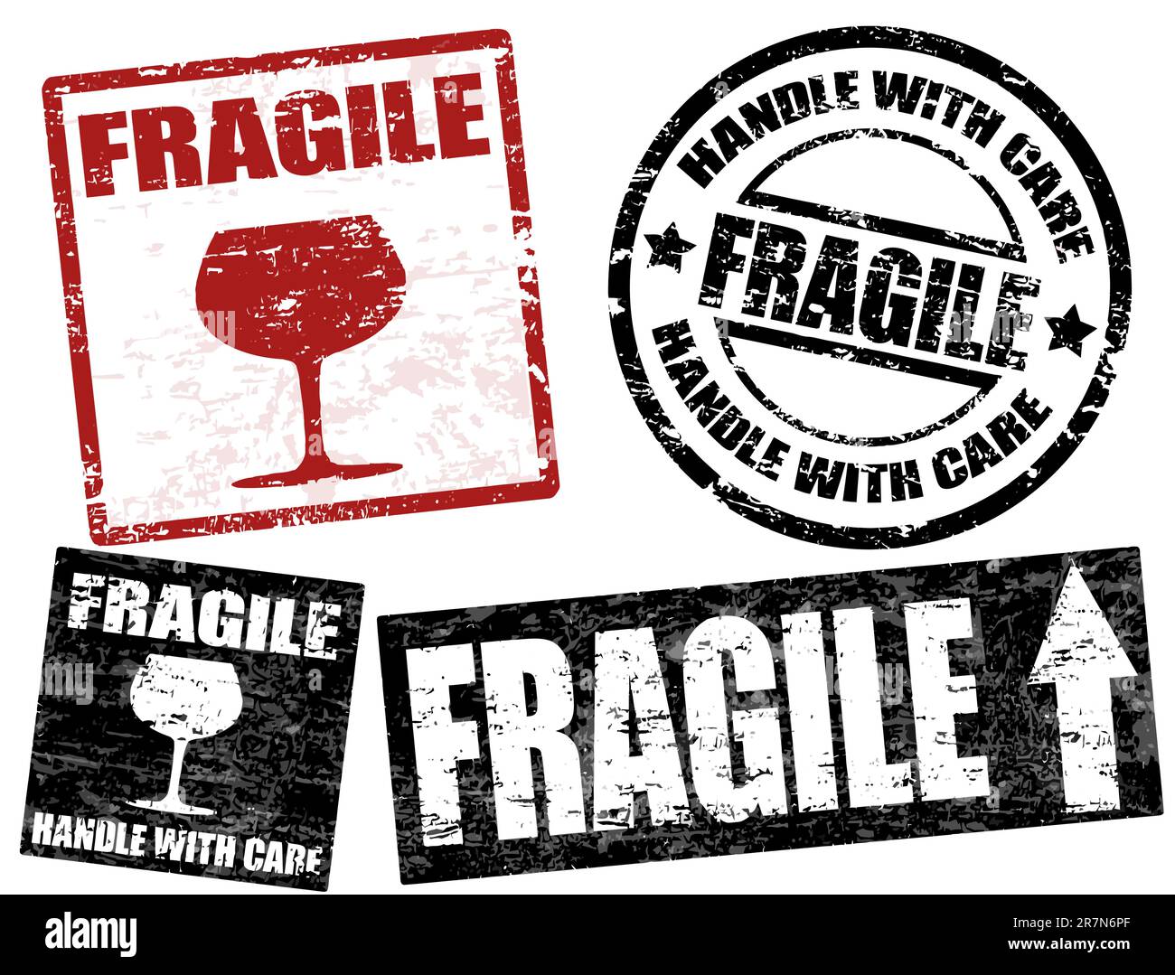 Collection de timbres de bureau grunge en caoutchouc avec le mot fragile écrit à l'intérieur Illustration de Vecteur