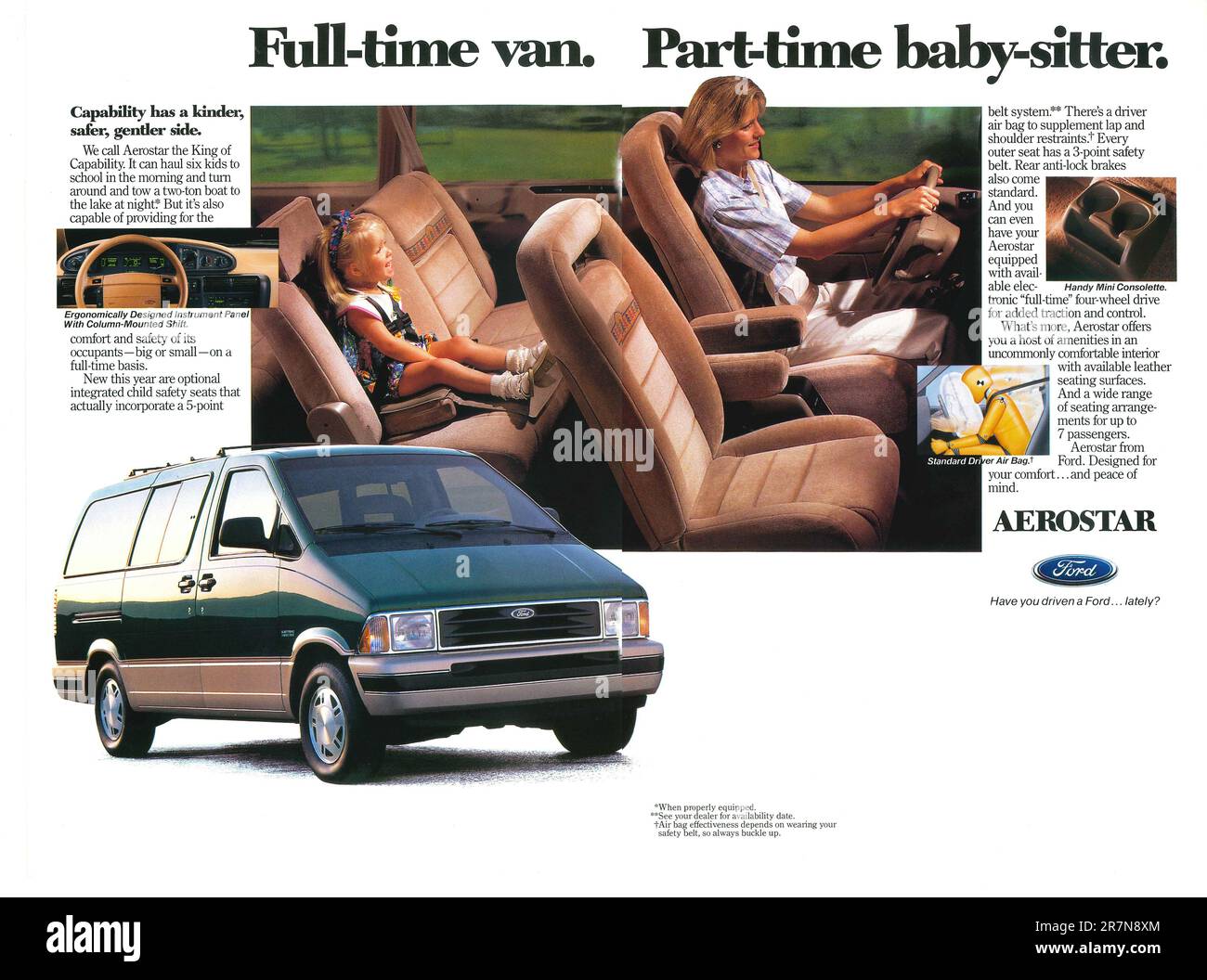 Publicité Ford Aerostar dans un magazine 1993 Banque D'Images