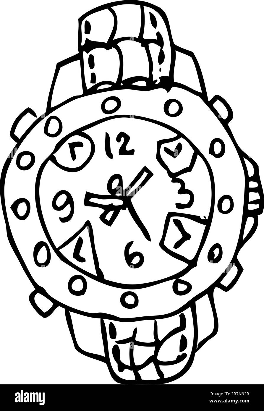 mode tatouage dessin animé de visage d'horloge vectoriel Illustration de Vecteur