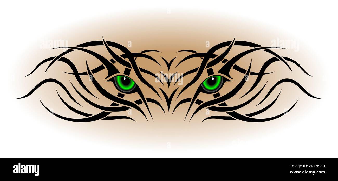 Yeux d'animaux sous forme de tatouage tribal Illustration de Vecteur