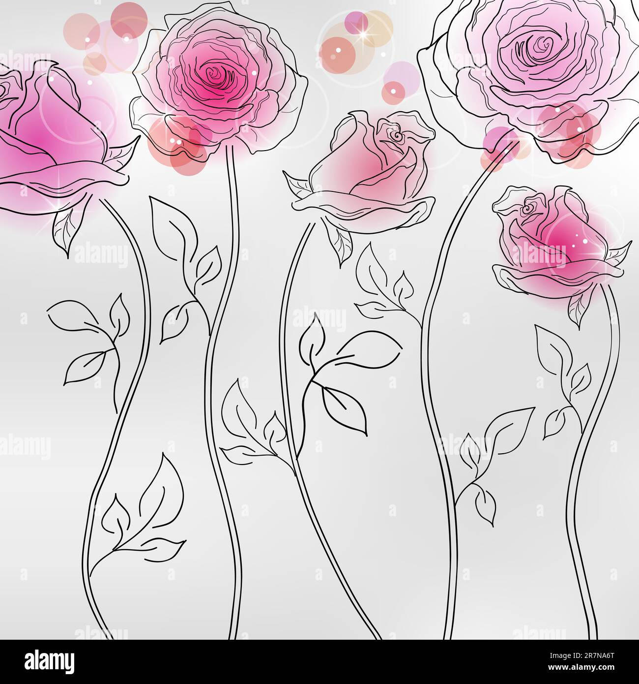 Image vectorielle avec roses roses roses Illustration de Vecteur