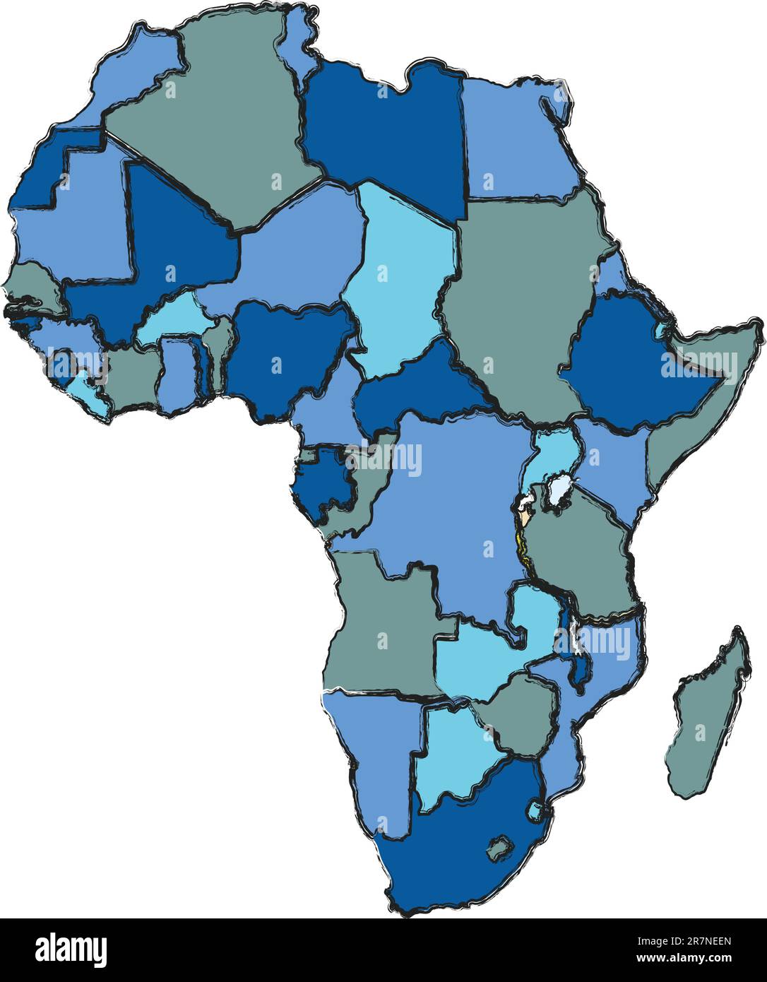 Carte politique de l'Afrique avec les territoires de pays en différentes couleurs Illustration de Vecteur