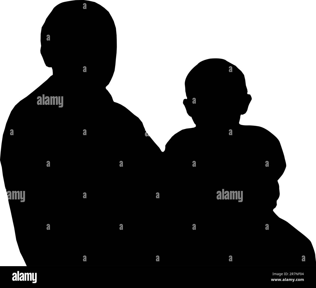 L'enfant est assis près de sa mère. Illustration de Vecteur