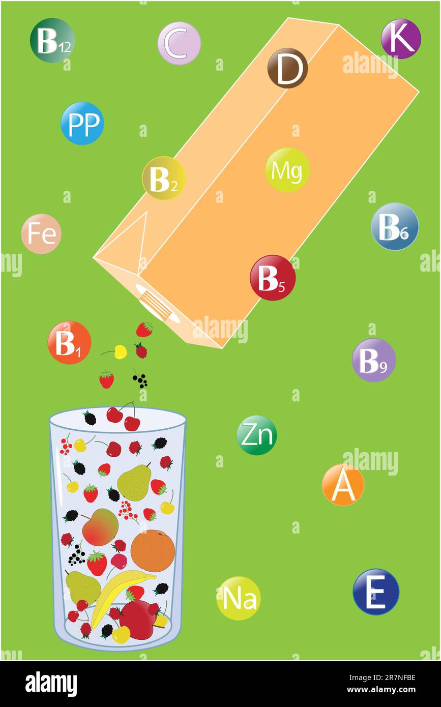image abstraite d'un verre de baies et de fruits Illustration de Vecteur