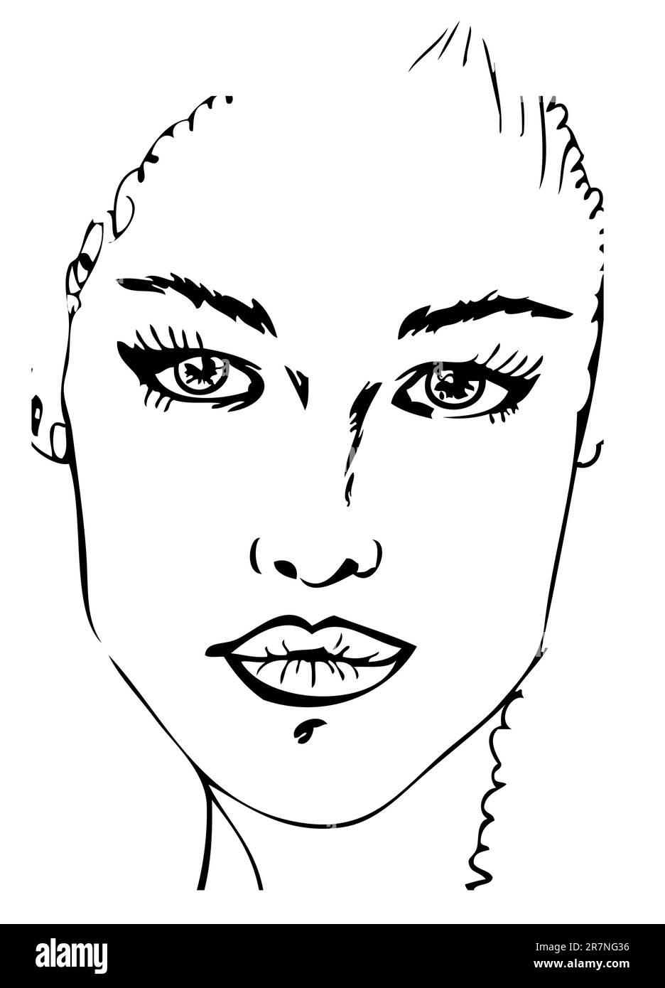 Femme visage tatouage design noir et blanc Illustration de Vecteur