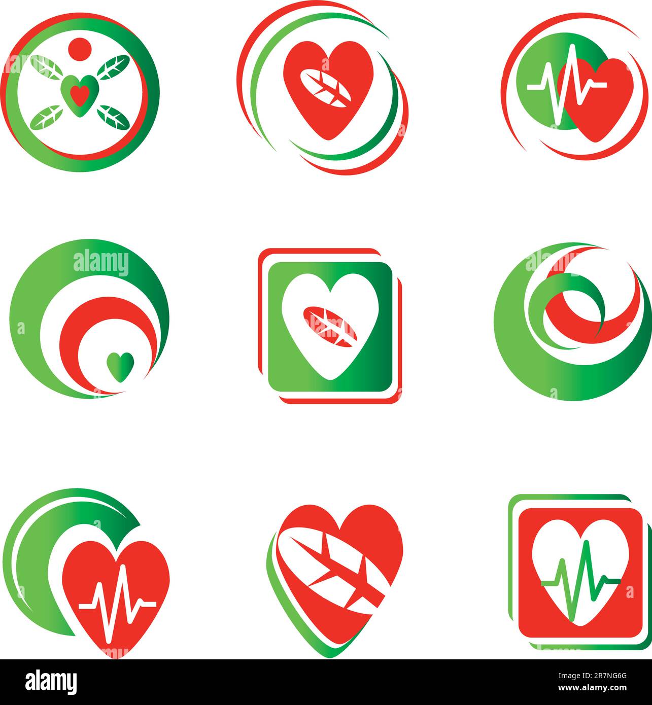 Jeu de symboles en forme de coeur et de signes bio-écologiques pour le design. Version JPEG également disponible Illustration de Vecteur