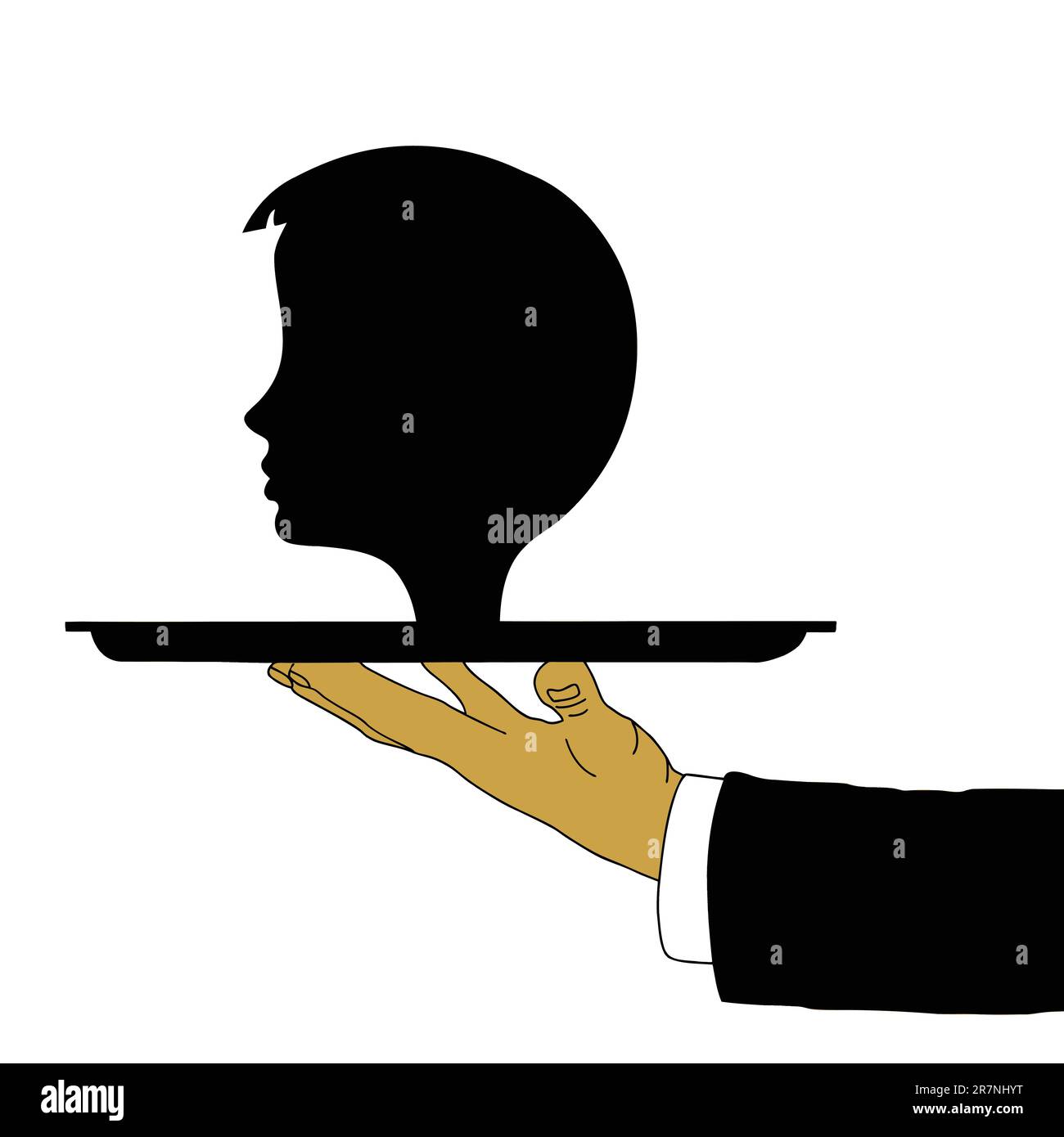 Vector hand du garçon avec la tête sur le bac Illustration de Vecteur