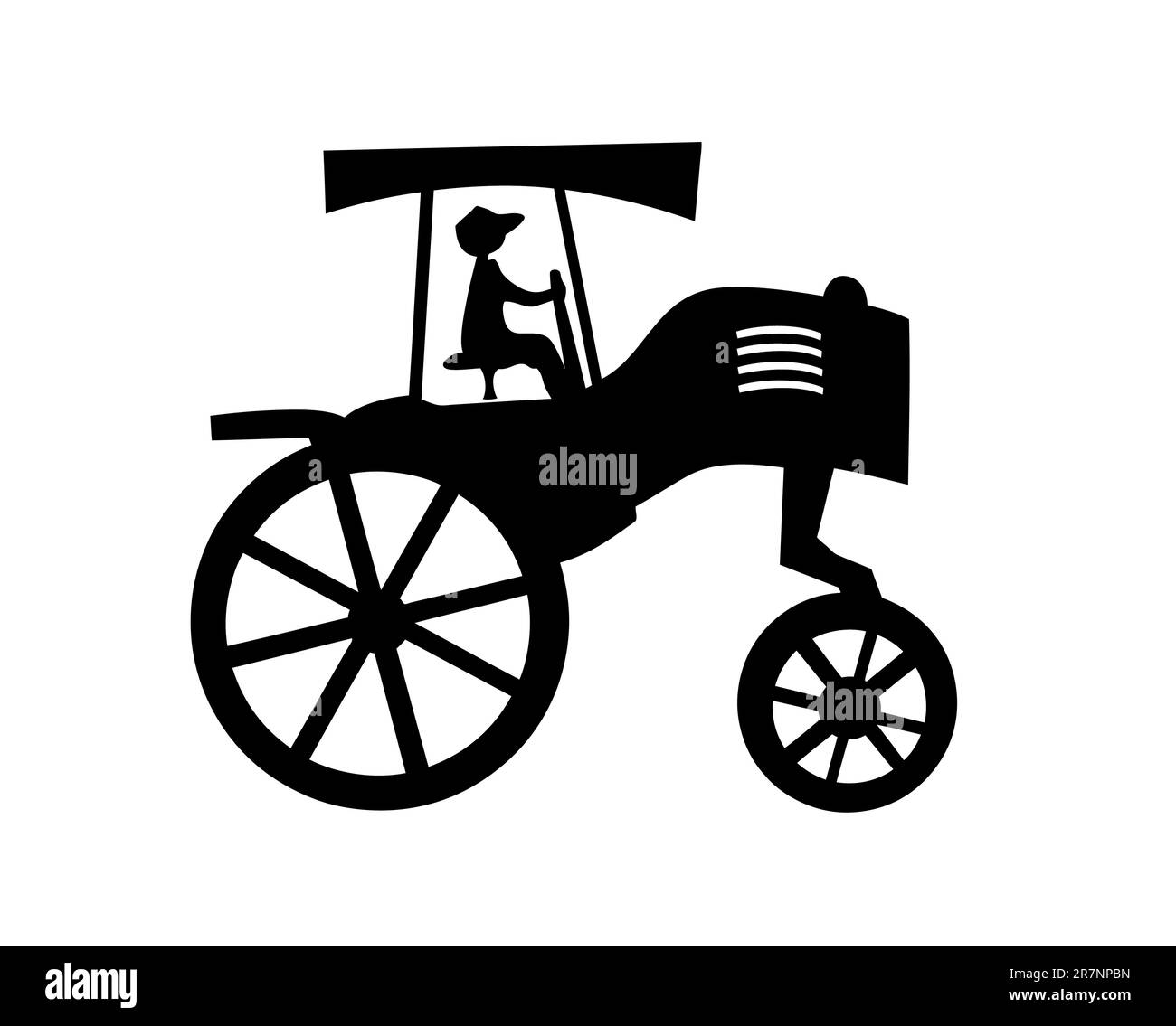 Vector silhouette de l'ancien tracteur sur fond blanc Illustration de Vecteur
