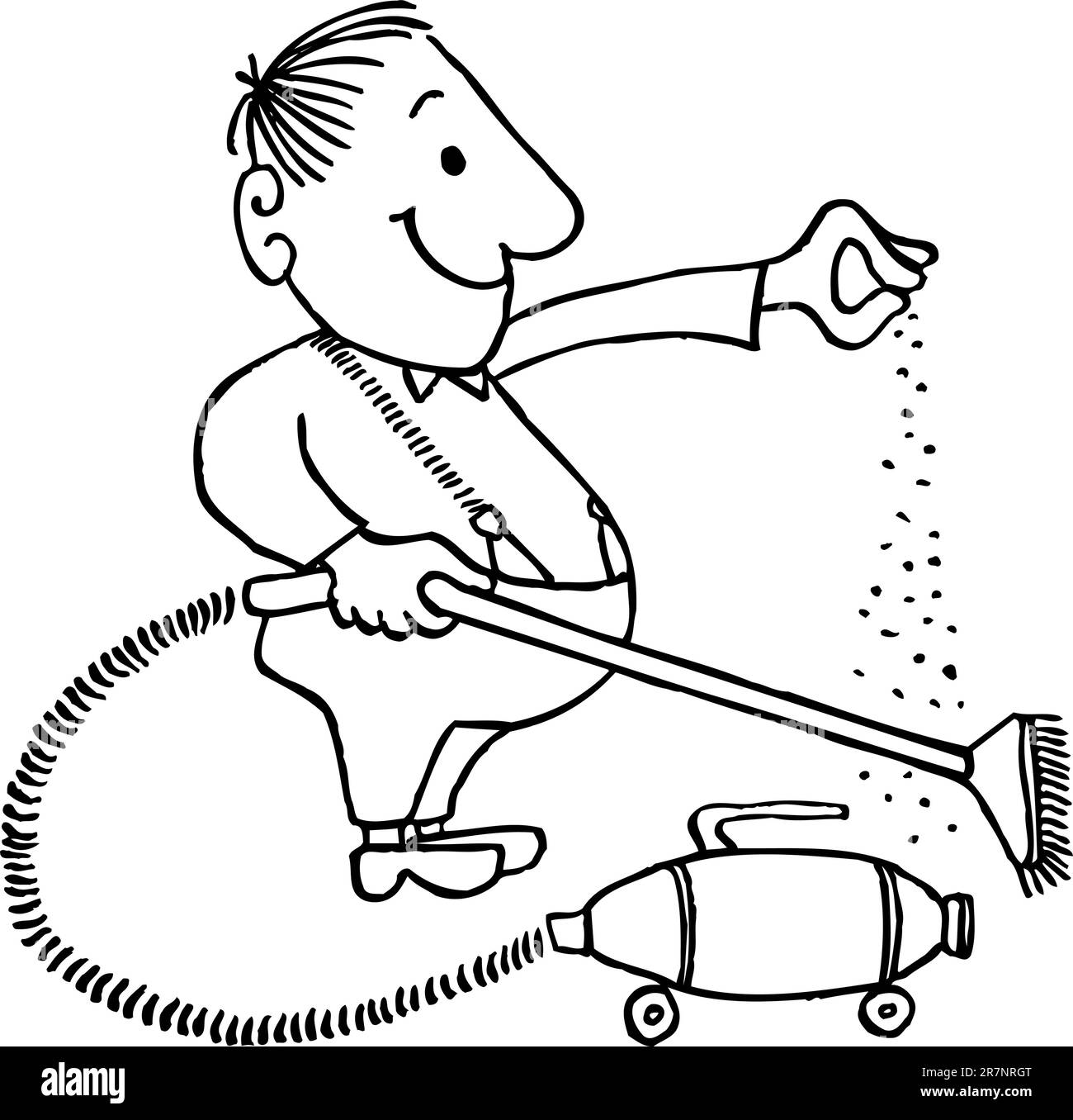 Homme nettoyant la chambre Illustration de Vecteur