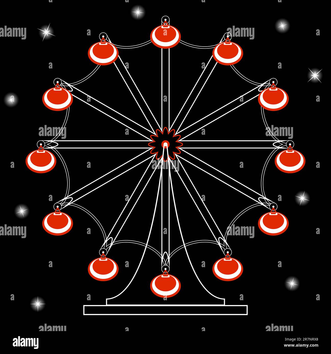 roue d'observation et étoiles sur fond noir, illustration vectorielle abstraite Illustration de Vecteur