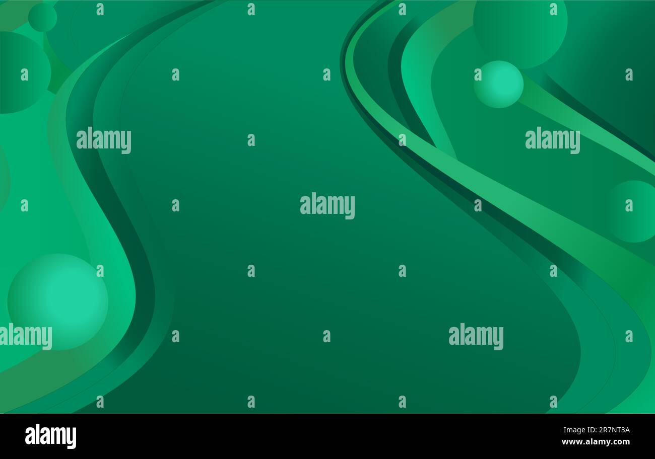 Arrière-plan horizontal abstrait vert foncé avec boules lumineuses. Illustration de Vecteur